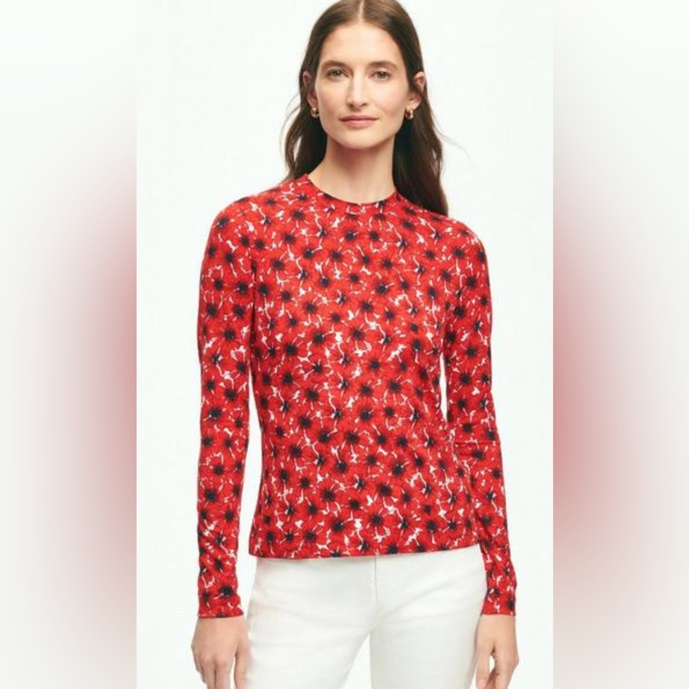 Brooks Brothers Women's Poppy Print Long-Sleeve Top